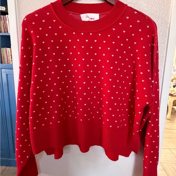 Pink Rose Red Heart Pattern Sweater - Picture 4 of 6